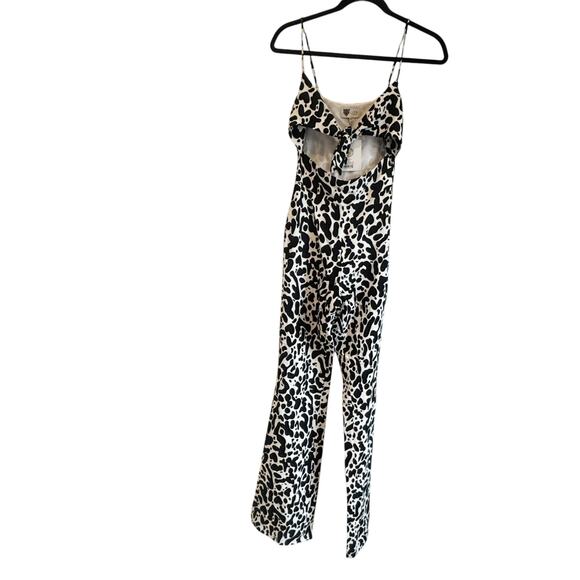 LITA by Ciara Tie Front Cheetah Print Jumpsuit Black White Size XXS NWT - Picture 3 of 11